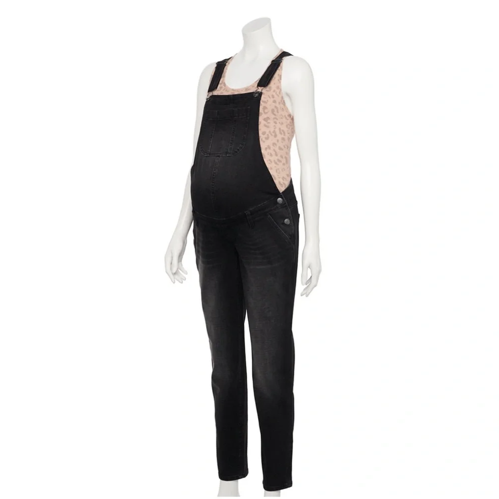 NWT Maternity Sonoma Denim Overalls Black Size XL, XXL - Picture 4 of 6